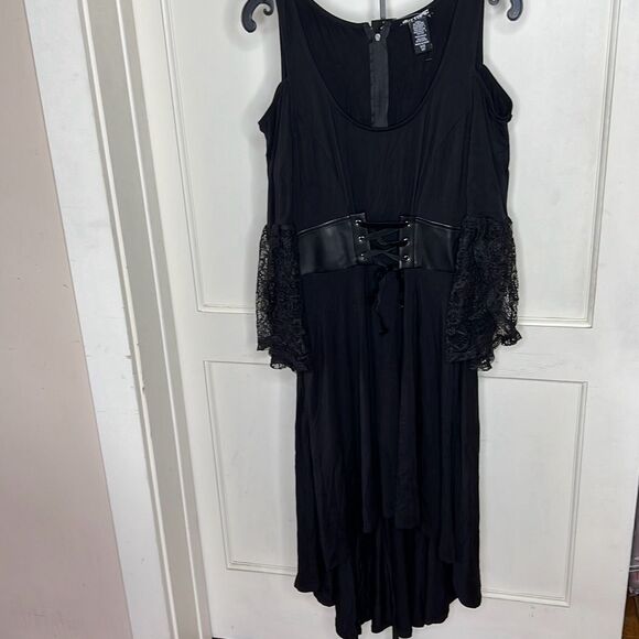 Hot Topic Black Lace Cold Shoulder Hi-Low Corset Dress Nwot Medium - Picture 2 of 8